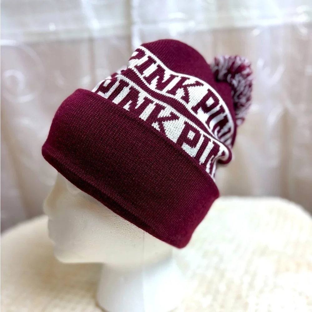 Secret PINK Knit Cap with Pom, OSFM, Adult